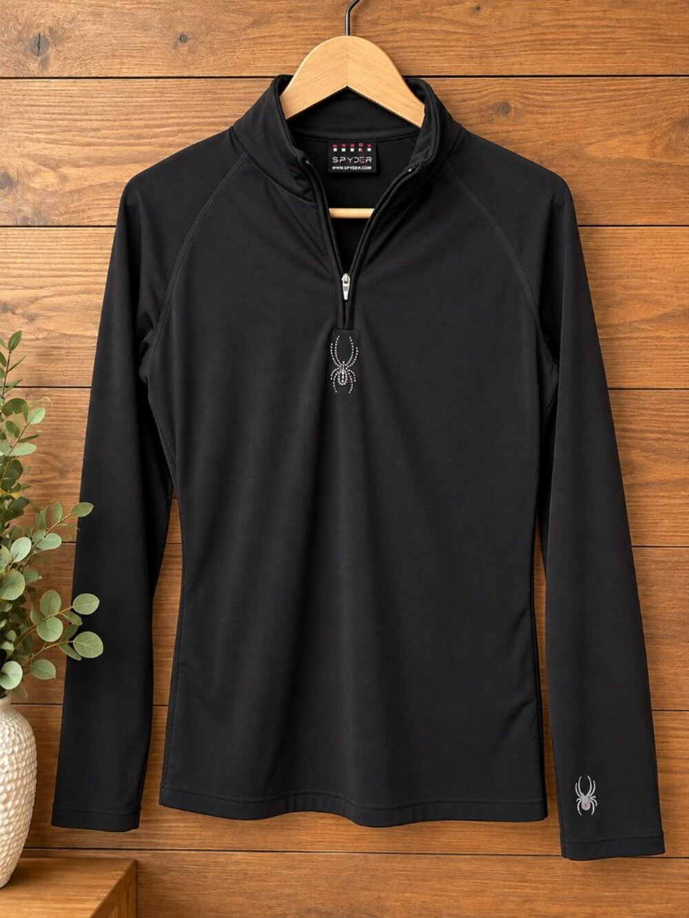 Spyder Shimmer Bug Rhinestone Fleece Pullover Black Sz 16 XL